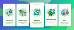 Blockchain Technology, Cryptocurrency Vector Onboarding Mobile App Page Screen. Money Online Transaction, Blockchain. Banking, E-Payment. Bitcoin Mining E-Commerce Isolated Illustration