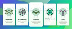 Ceiling Fans, Propellers Vector Onboarding Mobile App Page Screen. Electric Indoor Fans. Air Conditioning, Cooling, Climate Control Technology. Household Appliance Illustrations