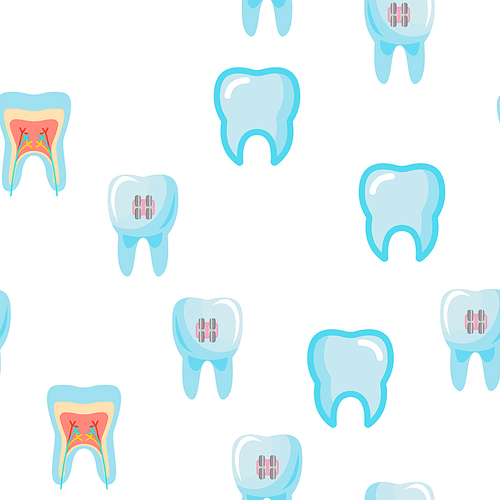 Tooth Icon Seamless Pattern Vector. Dental Draphic. Oral Medical Care. Mouth Tooth Pain Icon. Illustration