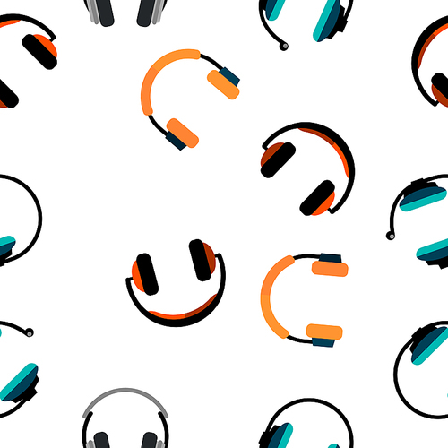 Headphones Icon Seamless Pattern Vector. Audio Stereo Headphones Icons. Volume Symbol. Listen Music. Acoustic Accessory. Illustration
