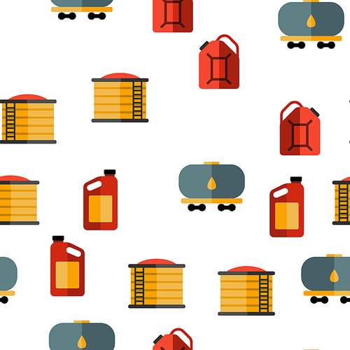 Gas, Petrol Tank Linear Vector Icons Seamless Pattern. Car Refueling Thin Line Contour Symbols. Gasoline Reservoirs, Containers Pictograms. Oil Industry. Petrol Pump Equipment Illustration
