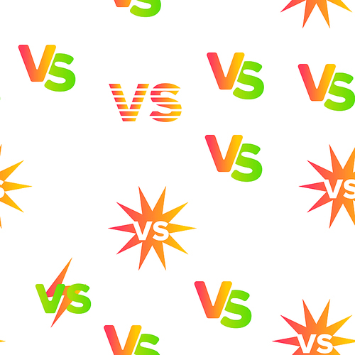 vs abbreviation, vs vector color icons seamless pattern. vs phrase in comic style linear symbols pack. letters in speech bubble. confrontation, fighting and sports competition illustrations