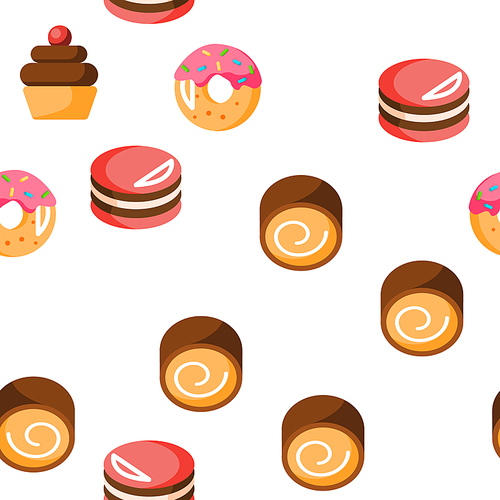 Desserts, Pastry, Sweets Vector Color Icons Seamless Pattern. Tasty Desserts, Delicious Cakes Linear Symbols Pack. Candy Store, Confectionery Shop, Bakery Logo. Cupcakes, Cookies, Pies Illustrations