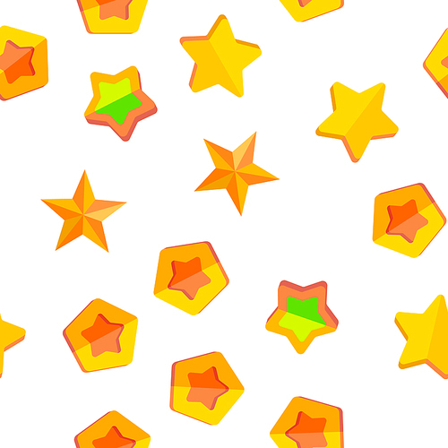 Star Icon Seamless PatternVector. Gold Bright Star Icons. Sky Cosmos Object. Rating Sign. Winner Shape. Illustration