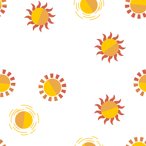Yellow Sun Icon Seamless Pattern Vector. Sunset Sign. Sunrise Light. Summer Heat. Orange Ray. Season Object. Shiny Graphic. Illustration