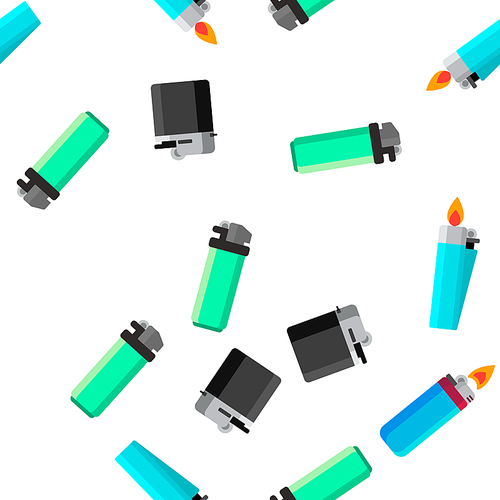 Lighter Icon Seamless Pattern Vector. Gas Tool. Tobacco Lighter Icons. Burning Object. Plastic Accessory. Flat Illustration