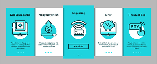 Online Transactions Vector Onboarding Mobile App Page Screen. Online Transactions, Secure Financial Payment Operation Linear Pictograms. Internet Banking Money Deposit, Currency Exchange Illustration