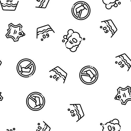 Laundry Service Vector Seamless Pattern. Laundry Service, Washing Clothes Linear Pictograms. Laundromat, Dry-Cleaning, Launderette, Stain Removal, Ironing Color Contour Illustrations