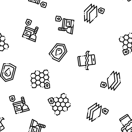 Waterproof Materials Vector Seamless Pattern. Waterproof Material For Personal, Industrial Use Linear Pictograms. Water Resistant Device, Clothes, Moisture Absorbing Substance Contour Illustrations