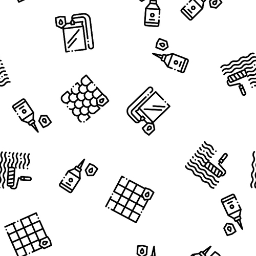 Waterproof Materials Vector Seamless Pattern. Waterproof Material For Personal, Industrial Use Linear Pictograms. Water Resistant Device, Clothes, Moisture Absorbing Substance Contour Illustrations