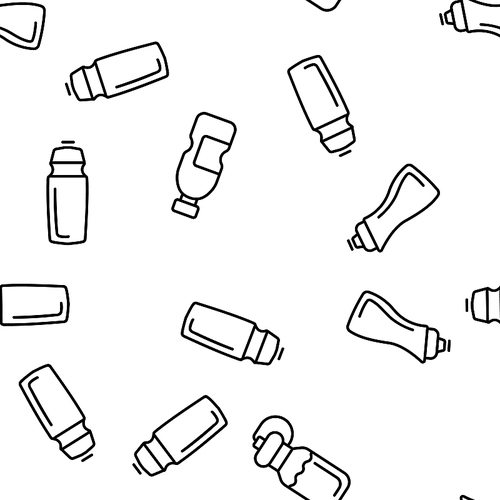 Sport Bottle, Fitness Accessory Vector Thin Line Icons Seamless Pattern. Sport Bottle, Plastic, Metal Container for Water Linear Pictograms. Reusable Accessory to Quench Thirst in Gym Color Collection