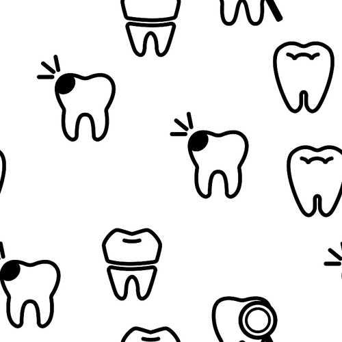 Tooth Icon Seamless Pattern Vector. Dental Draphic. Oral Medical Care. Mouth Tooth Pain Icon. Illustration