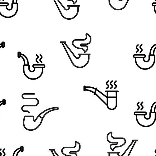 Tobacco Pipe Icon Seamless Pattern Vector. Smoke Cigar. Old Graphic Silhouette. Ash. Nicotine Addiction Object. Wooden Vintage Retro Classic Cigarette. Illustration