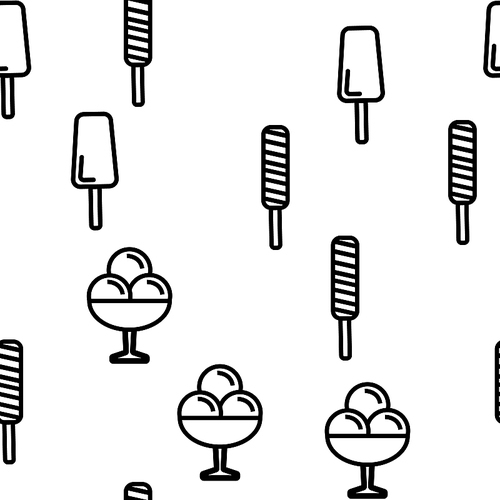 Ice Cream Icon Seamless Pattern Vector. Cream Cone. Chocolate Vanilla Food. Tasty Cold Frozen Dessert. Delicious. Illustration