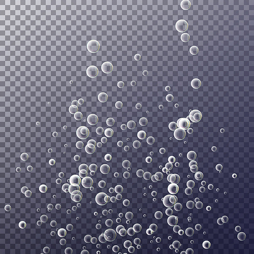 Bubbles In Water. 3d Realistic Deep Water Bubbles.