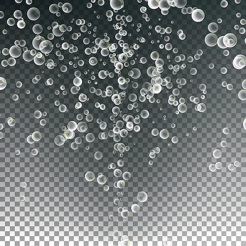 Bubbles In Water. 3d Realistic Deep Water Bubbles.