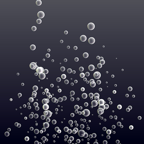 Underwater Fizzing Air Bubbles Vector. Deep Water. Circle And Liquid, Light Design. Fizzy Sparkles In Sea, Ocean.