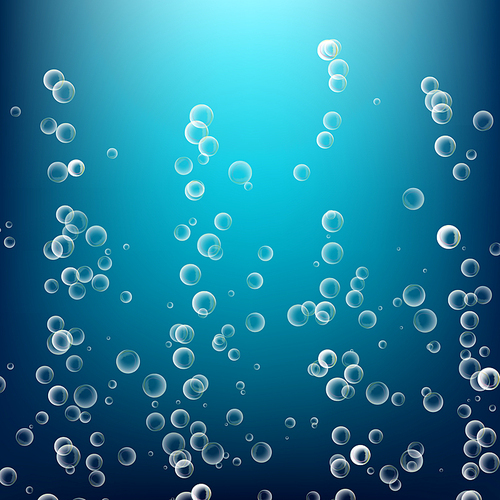 Bubbles In Water. 3d Realistic Deep Water Bubbles.