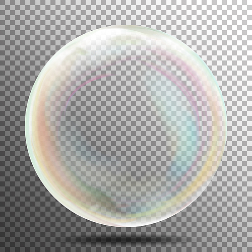 Transparent Soap Bubble. Realistic Vector Illustration. Air Bubble