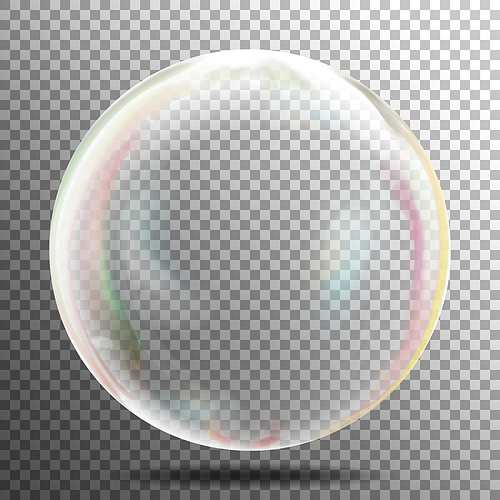 Transparent Soap Bubble. Realistic Vector Illustration. Air Bubble