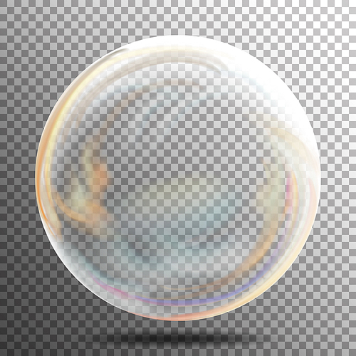 Transparent Soap Bubble. Realistic Vector Illustration. Air Bubble