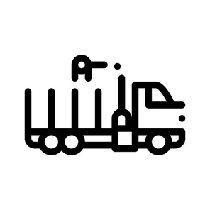 Delivery Loading Straw Truck Vector Thin Line Icon. Agricultural Transport Truck, Harvesting Machinery Linear Pictogram. Harvester Machine Black And White Contour Illustration