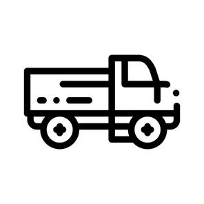 Farmland Delivery Truck Vector Thin Line Icon. Truck For Transportation Farm Product Vegetable Fruit. Machinery Transport Linear Pictogram. Machine Monochrome Contour Illustration