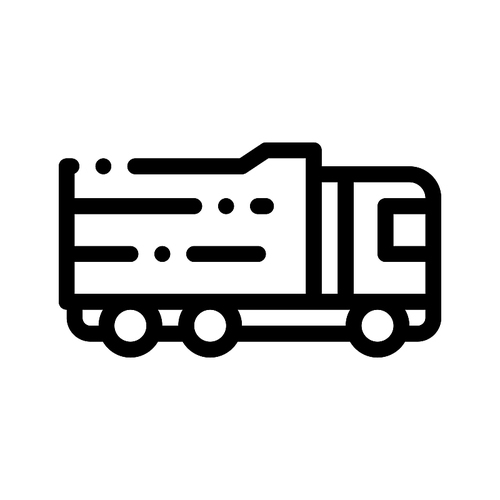 Agricultural Big Cargo Truck Vector Thin Line Icon. Truck Machine For Conveyance Agronomy Grocery Food Or Equipment. Machinery Transport Linear Pictogram. Monochrome Contour Illustration