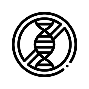 Allergen Free Sign Genom Vector Thin Line Icon. Hereditary Trait Allergen Free Linear Pictogram. Crossed Out Mark With Molecule Healthy. Designed Black And White Contour Illustration