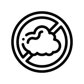 Allergen Free Sign Dust Vector Thin Line Icon. Allergen Free Linear Pictogram. Crossed Out Mark Cinder Cloud Healthy Nature Environment. Black And White Contour Illustration