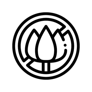 Allergen Free Sign Flower Vector Thin Line Icon. Allergen Free Farina Pollen Linear Pictogram. Crossed Out Mark Flower-stalk Healthy Produce. Black And White Contour Illustration