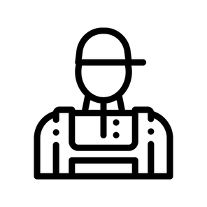 Conditioner Repairman Worker Vector Thin Line Icon. Conditioner Repair Technician Engineer Man Silhouette Character Linear Pictogram. Air Conditioning Maintenance Contour Illustration