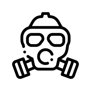 Safe Life Gaz Dirty Air Mask Vector Thin Line Icon. Air Environmental Pollution, Chemical, Radiological Contamination And Co2 Linear Pictogram. Ecosystem Contour Illustration