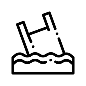 Bag Junk Flotsam In Ocean Vector Thin Line Icon. Rubbish Materials Environmental Pollution Ocean Sea And Chemical Linear Pictogram. Dirty Soil, Water, Air Contour Illustration