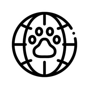 Animal Trail Planet Earth Vector Thin Line Icon. Animal Extinction Environmental Problem, Industrial Pollution, Contamination Linear Pictogram. Greenhouse Effect Contour Illustration