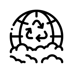 Trash Recycle Planet Earth Vector Thin Line Icon. Rubbish Recycle Prevent Environmental Problem, Industrial Pollution, Contamination Linear Pictogram. Greenhouse Effect Contour Illustration