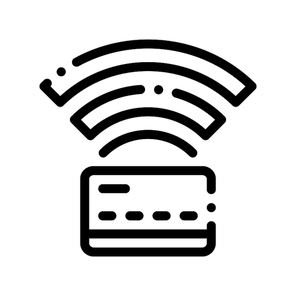 Pay Pass Card Banking Money Vector Thin Line Icon. Online Transactions, Secure Financial Banking Payment Operation Linear Pictogram. Internet Deposit Currency Exchange Contour Illustration
