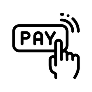 One Click Touch Payment Vector Thin Line Icon. Online Money Transaction, Financial Banking Payment Pay Operation Linear Pictogram. Global Digital Technology Contour Illustration
