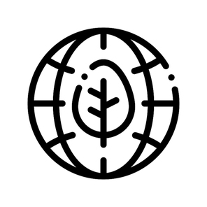 Earth Planet Leaves Tree Vector Thin Line Icon. Organic Cosmetic, Natural Wood Component Linear Pictogram. Eco-friendly, Cruelty-free Product, Molecular Analysis Contour Illustration