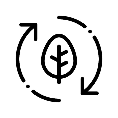 Forest Leaves Tree Arrows Vector Thin Line Icon. Organic Cosmetic, Natural Forest Component Linear Pictogram. Eco-friendly, Cruelty-free Product, Molecular Analysis Contour Illustration
