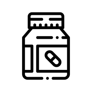Vitamin Pills Container Vector Thin Line Icon. Pills Package Creatine Powder Sport Nutrition for Sportsman Linear Pictogram. Dietary Ingredient, Bar for Bodybuilding Contour Illustration
