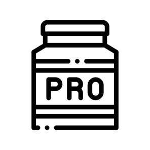 Bottle Pro Sport Nutrition Vector Thin Line Icon. Bio Balancers Health Vitamin Sport Nutrition Linear Pictogram. Dietary Protein Ingredient, Iso, Bar Bodybuilding Contour Illustration