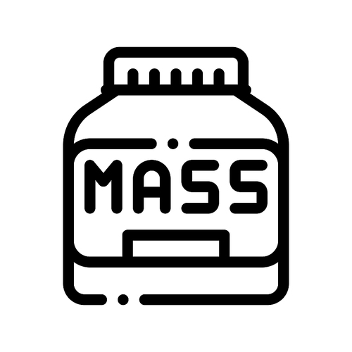 Mass Bottle Sport Nutrition Vector Thin Line Icon. Bio Balancers Healthy Muscle Sportsman Nutrition Package Linear Pictogram. Dietary Protein Ingredient, Bar Bodybuilding Contour Illustration