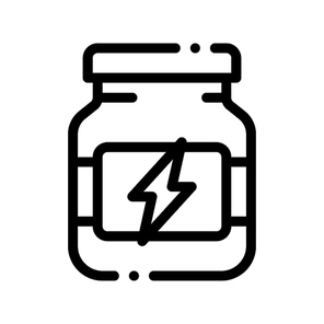 Energy Sport Supplements Vector Thin Line Icon. Sportsman Plastic Container With Energy Healthy Balancer Linear Pictogram. Dietary Protein Ingredient, Bar Bodybuilding Contour Illustration