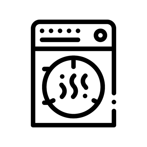 Laundry Service Dry Machine Vector Thin Line Icon. Laundry Service Electronic Drier Clothes Dress Linear Pictogram. Laundromat, Dry-Cleaning, Launderette Contour Illustration