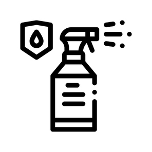 Waterproof Material Spray Vector Thin Line Icon. Waterproof Material Plastic Detergent Bottle, Industrial Use Linear Pictogram. Clothes, Moisture Absorbing Substance Contour Illustration