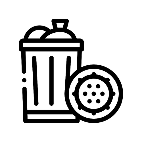 Infection Bacteria Germs In Trash Vector Sign Icon Thin Line. Unhealthy Micro Organism From Trash Rubbish Linear Pictogram. Microbe Type Virus Biology Microorganism Contour Monochrome Illustration