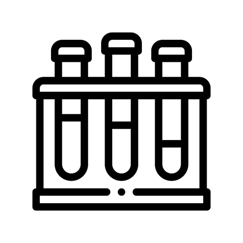 Flask With Pathogen Analysis Vector Sign Icon Thin Line. Medical Pathogen Bacteria In Blood Linear Pictogram. Chemical Microbe Type Infection Microorganism Contour Monochrome Illustration
