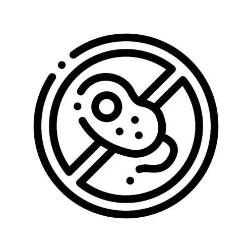 Anti Bacillus Bacteria Vector Thin Line Sign Icon. Forbidden Mark With Bacteria Linear Pictogram. Chemical Microbe Type Infection Microorganism Bacteriology Contour Monochrome Illustration