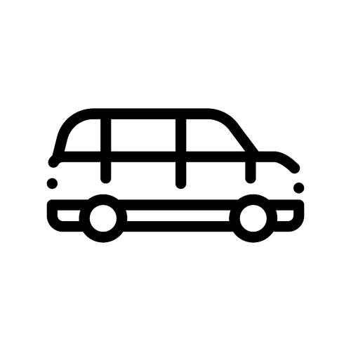 Public Transport Automobile Vector Thin Line Icon. Automobile Family Car, Urban Passenger Transport Linear Pictogram. City Transportation Passage Service Contour Monochrome Illustration